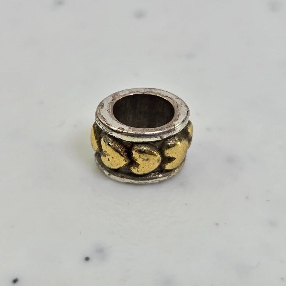 Brighton Rows of Gold Hearts Stacked Braided Pattern Spacer Bead Slider‎ Charm